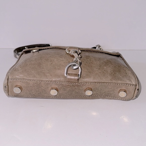 Rebecca Minkoff Mini MAC Convertible Crossbody Bag Taupe Gold Leather - Picture 3 of 15
